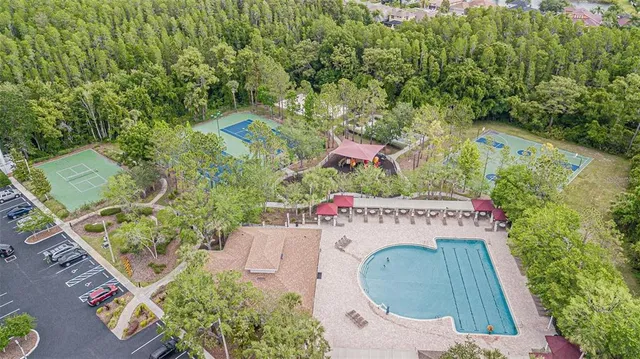 an aerial view of a house