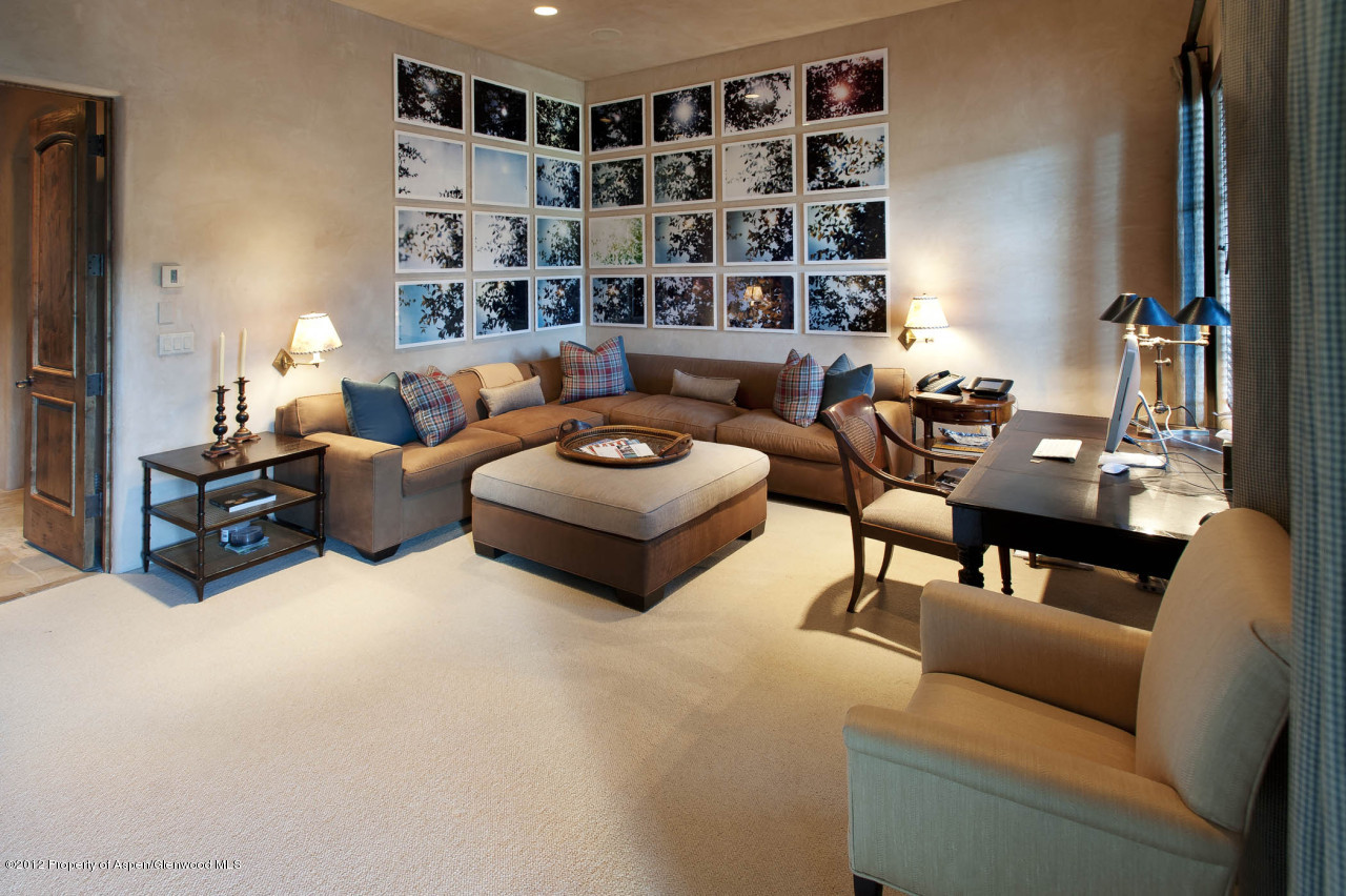 639 Hunter Creek Road Aspen, CO 81611 - Photo 5 of 13 a living room with furniture and a book shelf