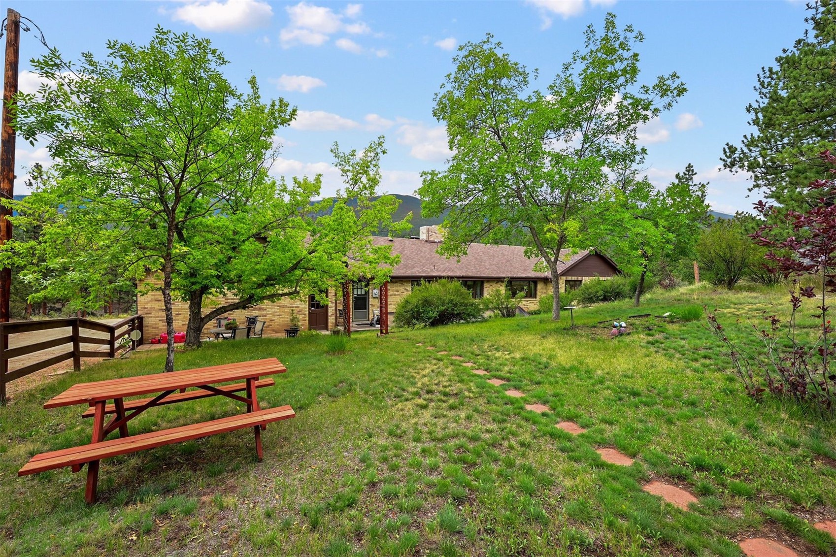901 County Road 64 Bailey, CO 80421 - Photo 29 of 41 a view of a bench in a garden