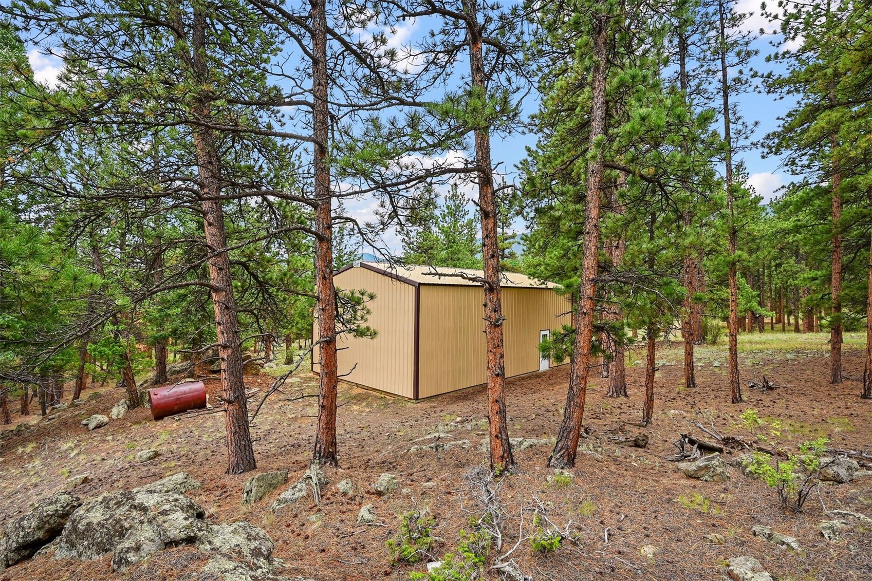 901 County Road 64 Bailey, CO 80421 - Photo 31 of 41 a backyard of a house with table and chairs