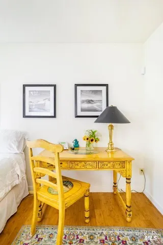 a view of a garden with flowers