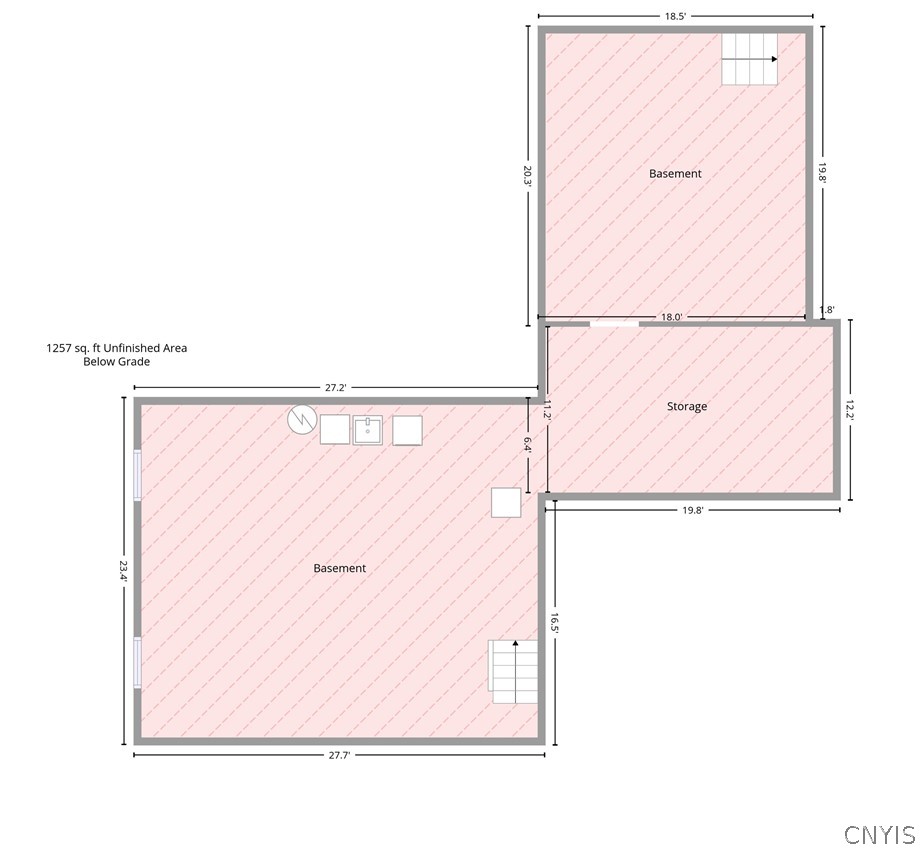 8069 Princess Path Clay, NY 13090 - Photo 41 of 50 Exterior dimensions. Notice the staircase the lead