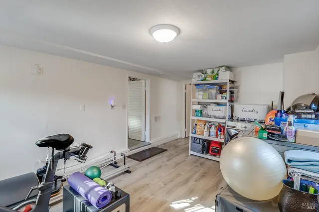 a view of a room with gym equipment