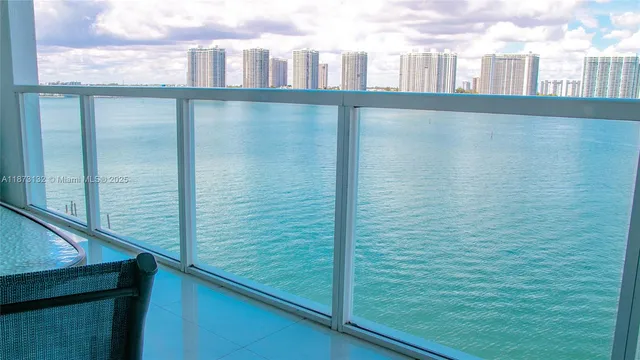 a view of a balcony with an outdoor space