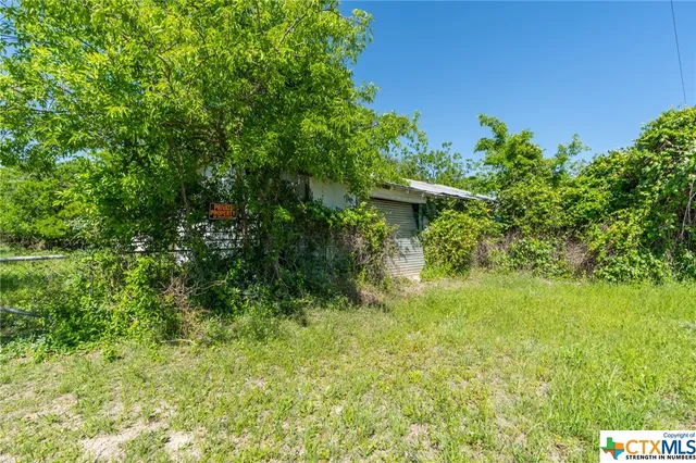 a view of a field of grass and trees