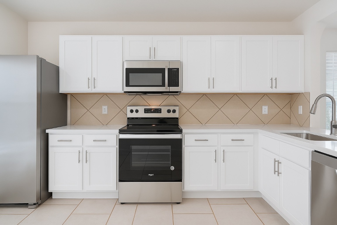 7432 Cayenne Lane Austin, TX 78741 - Photo 3 of 30 a kitchen with white cabinets and stainless steel appliances