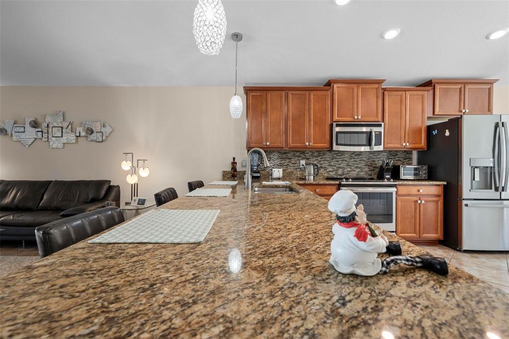 10114 Ives Loop Hudson, FL 34667 - Photo 14 of 49 a kitchen with sink a refrigerator and cabinets