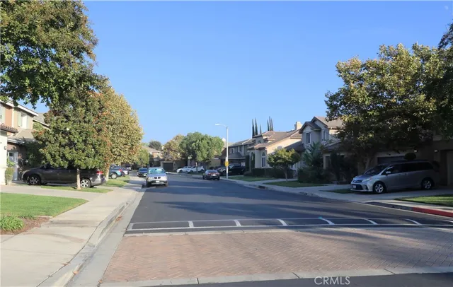 a view of a city street from a building