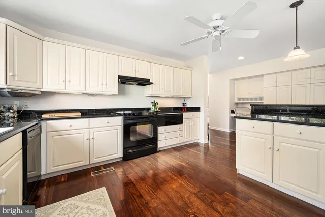 a dining room with furniture