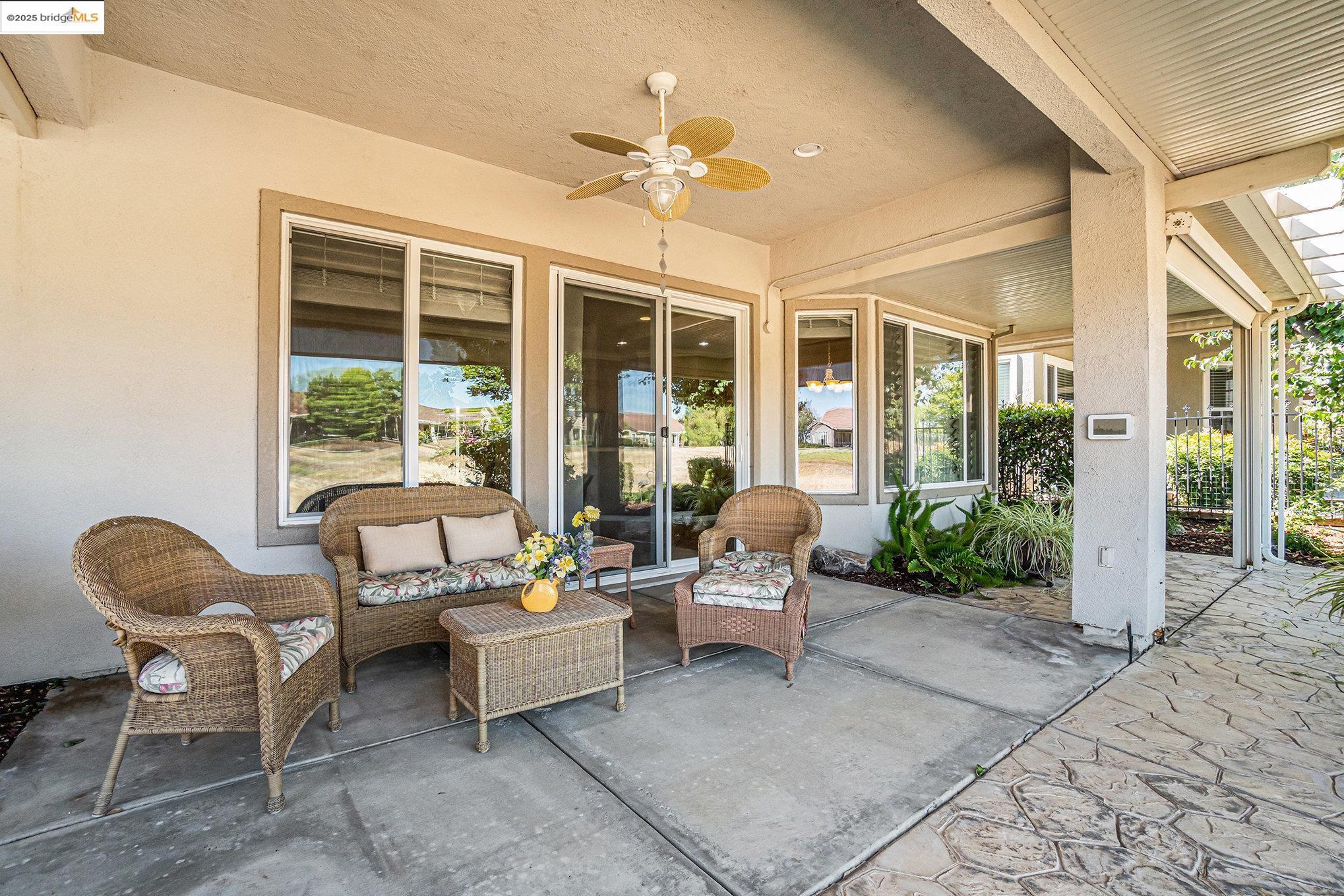 599 Pomona Drive Brentwood, CA 94513 - Photo 24 of 35 View of patio / terrace featuring a ceiling fan