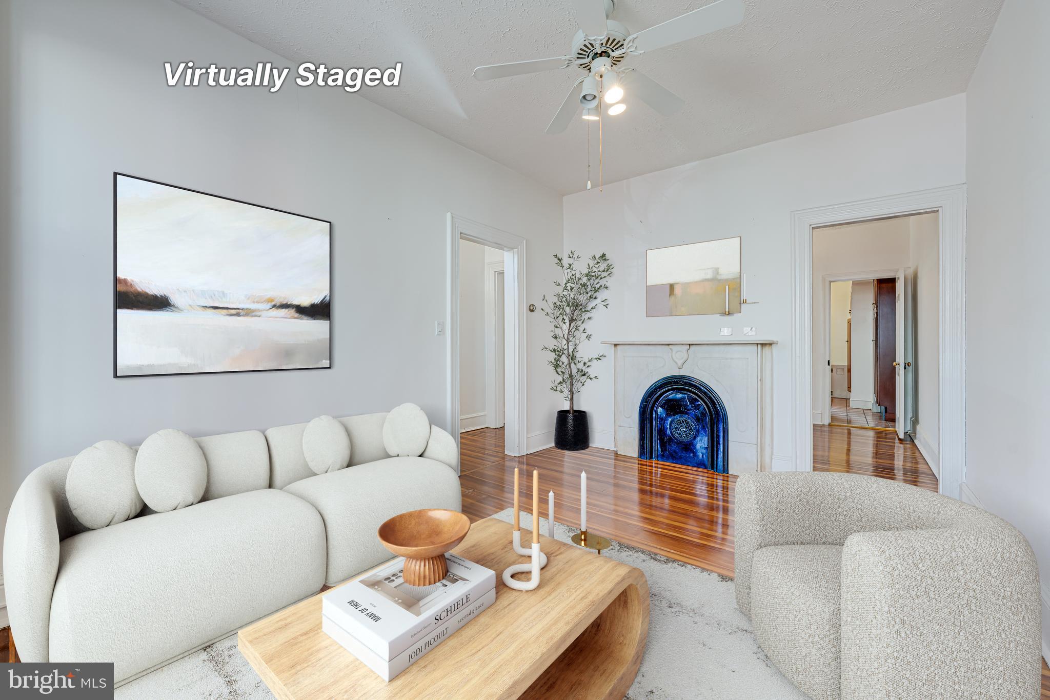 1502 Caroline Street Northwest Washington, DC 20009 - Photo 3 of 22 a living room with furniture and a fireplace