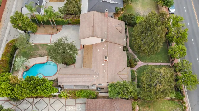 an aerial view of a house