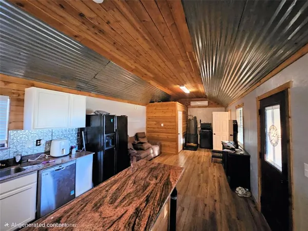 a large kitchen with lots of counter space