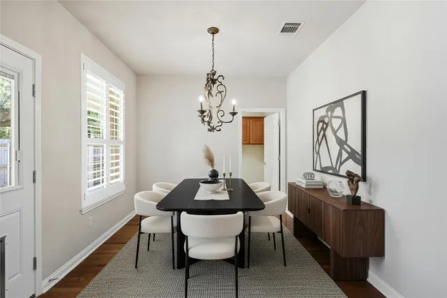 a table and chairs in a room