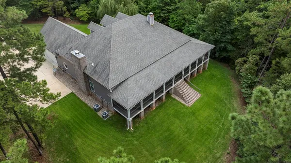an aerial view of a house
