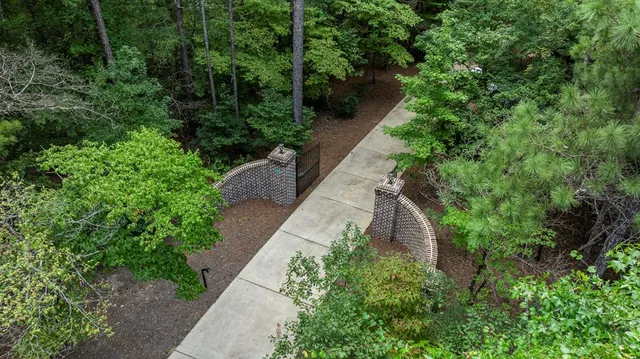 a view of a garden with pathway