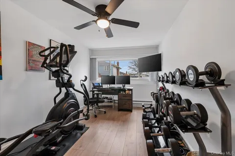 a view of a room with gym equipment