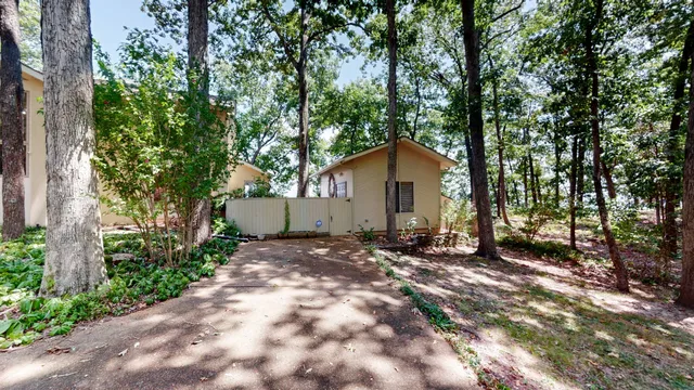 a view of a house with a tree in front of it