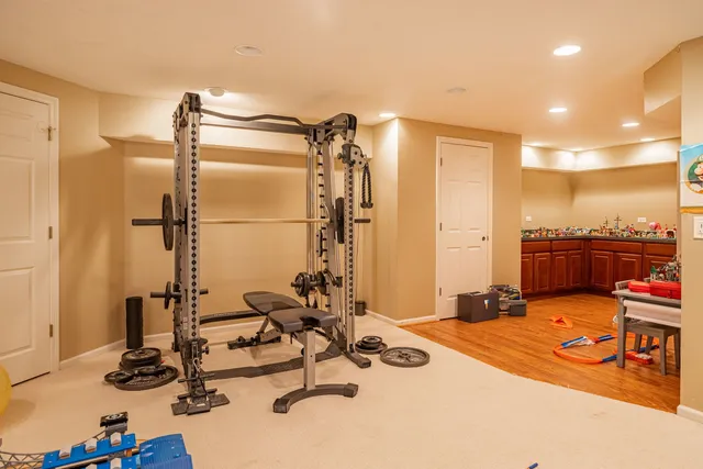 a view of a room with gym equipment