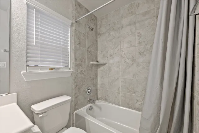 a bathroom with a toilet and a bathtub