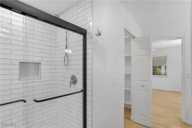 a bathroom with a shower