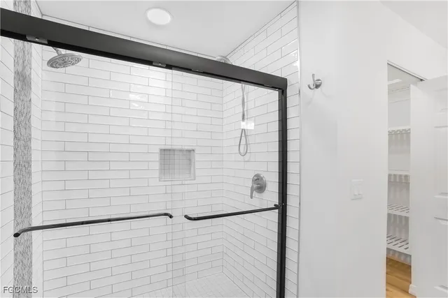 a bathroom with a shower