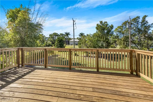 a view of a wooden deck
