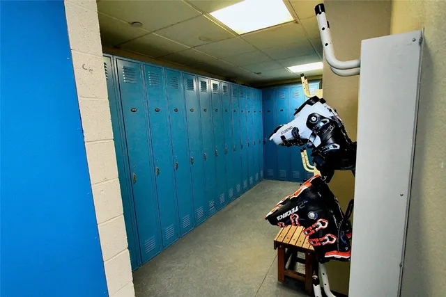 a view of a room with gym equipment