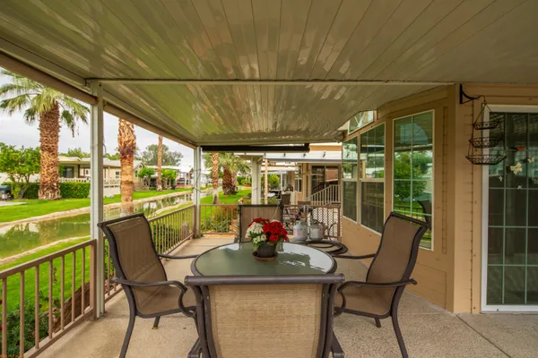 a view of a garden with a lake