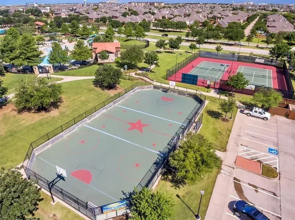 an aerial view of tennis court
