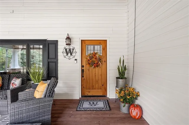 a living room with furniture