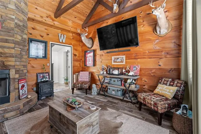 a view of a house with a yard porch and sitting area