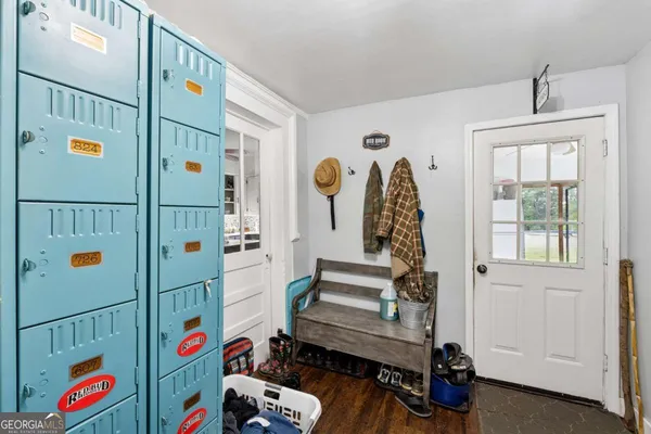 a room with toys and stairs