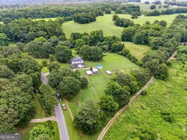 a view of a garden with a lake