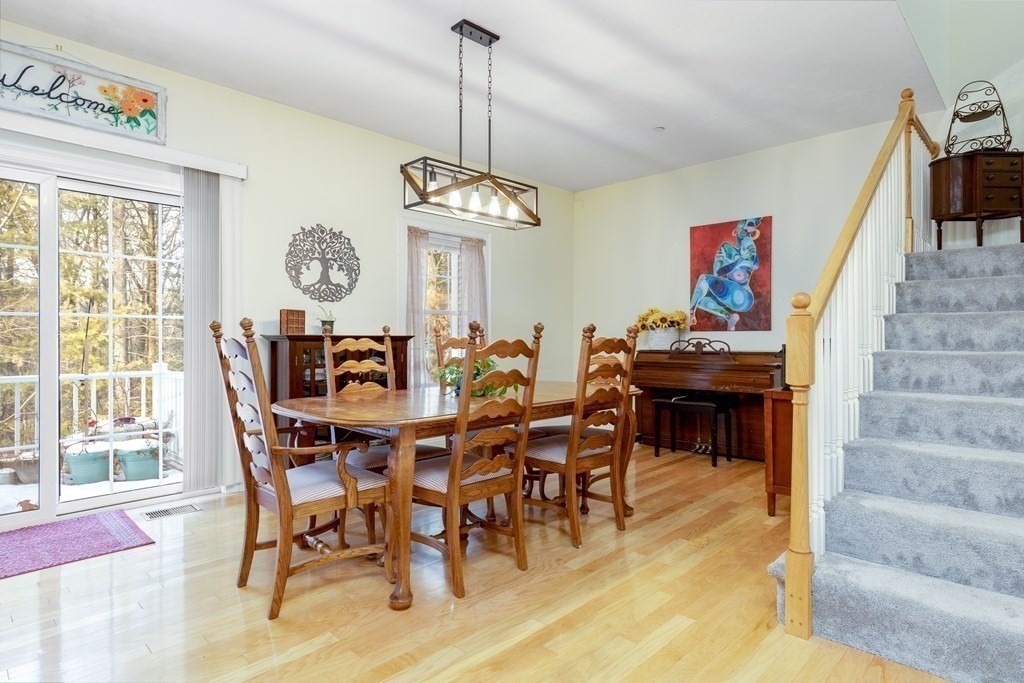 2 Charles Ridge Road, Unit D Littleton, MA 01460 - Photo 12 of 30 a view of a dining room with furniture wooden floor and a chandelier