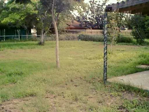 a backyard of a house with lots of green space and trees