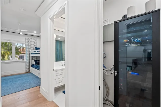 a view of a patio with a table and chairs