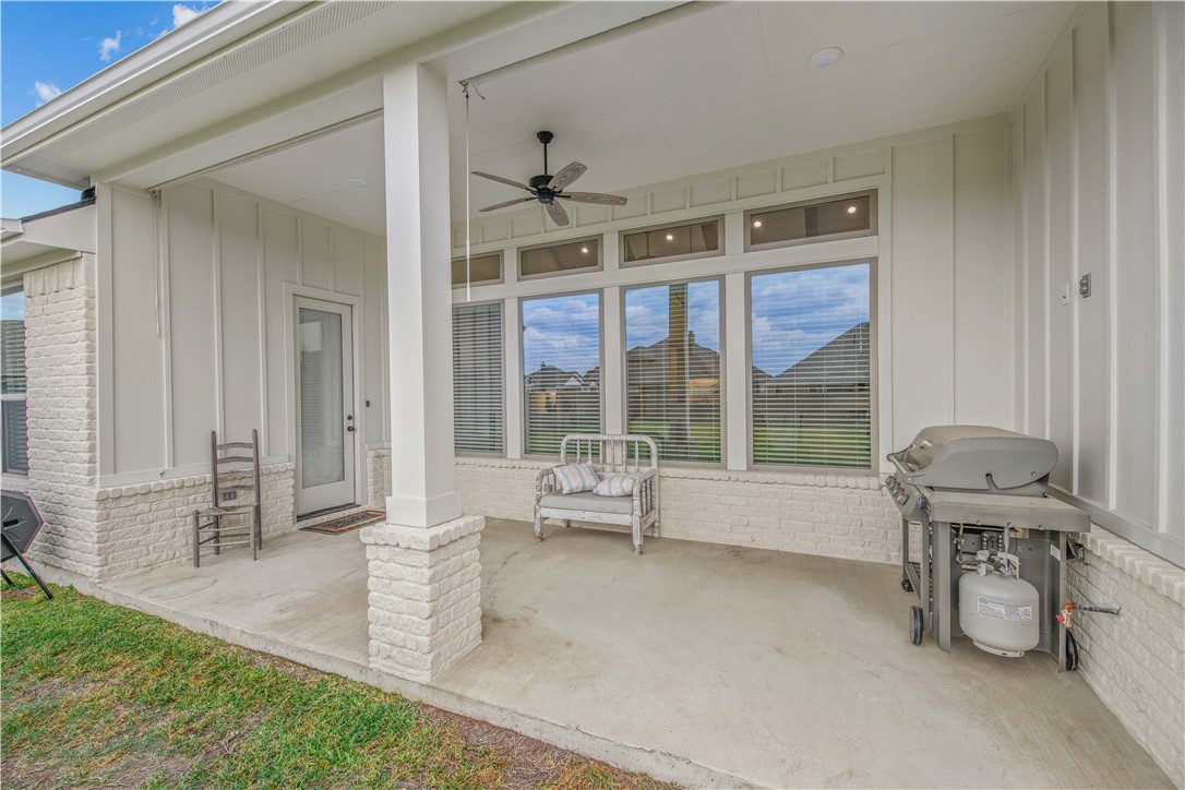 4309 Batona Court Bryan, TX 77802 - Photo 26 of 29 View of patio / terrace with a ceiling fan and grilling area