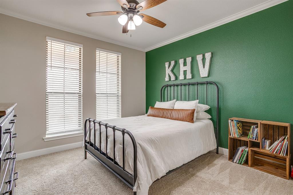 160 Goodnight Trail Rhome, TX 76078 - Photo 19 of 40 a bed sitting in a bedroom next to a window