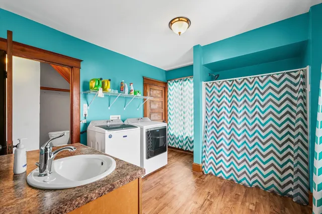 a utility room with dryer and washer