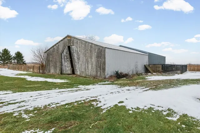 a view of a storage room with racks