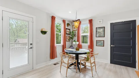 a workspace with furniture and window