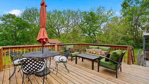 an outdoor view with patio