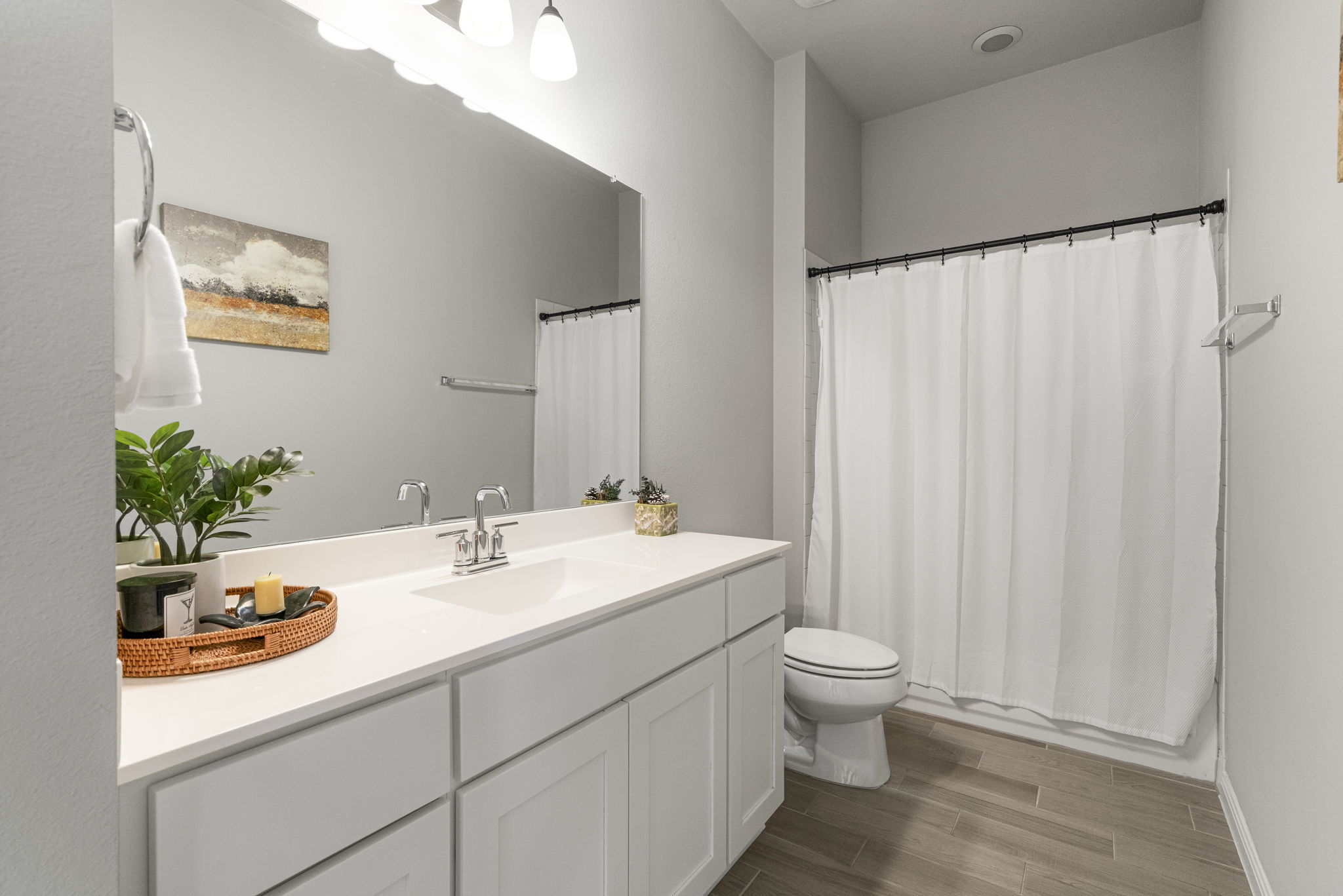 546 Hazy Hills Loop Dripping Springs, TX 78620 - Photo 29 of 40 1 of 2 secondary bathrooms features clean finishes and thoughtful functionality.