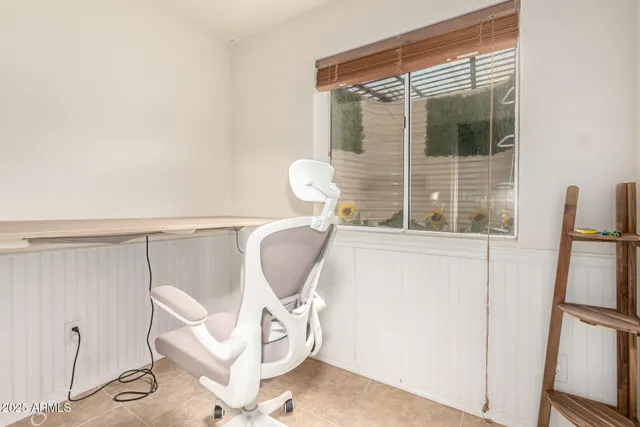 a view of a room with a window