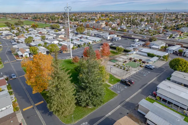 an aerial view of a city