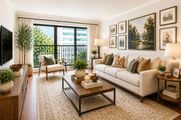 a living room with furniture and a flat screen tv