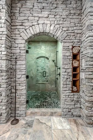 a bathroom with a shower