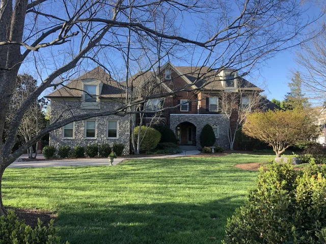 a view of a big room with a big yard and large trees