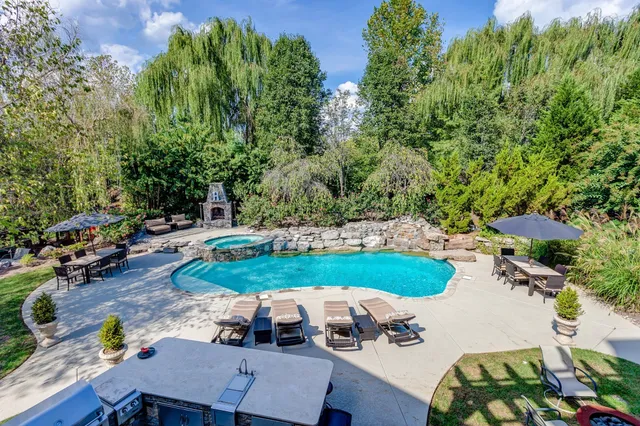 a park view with a seating space